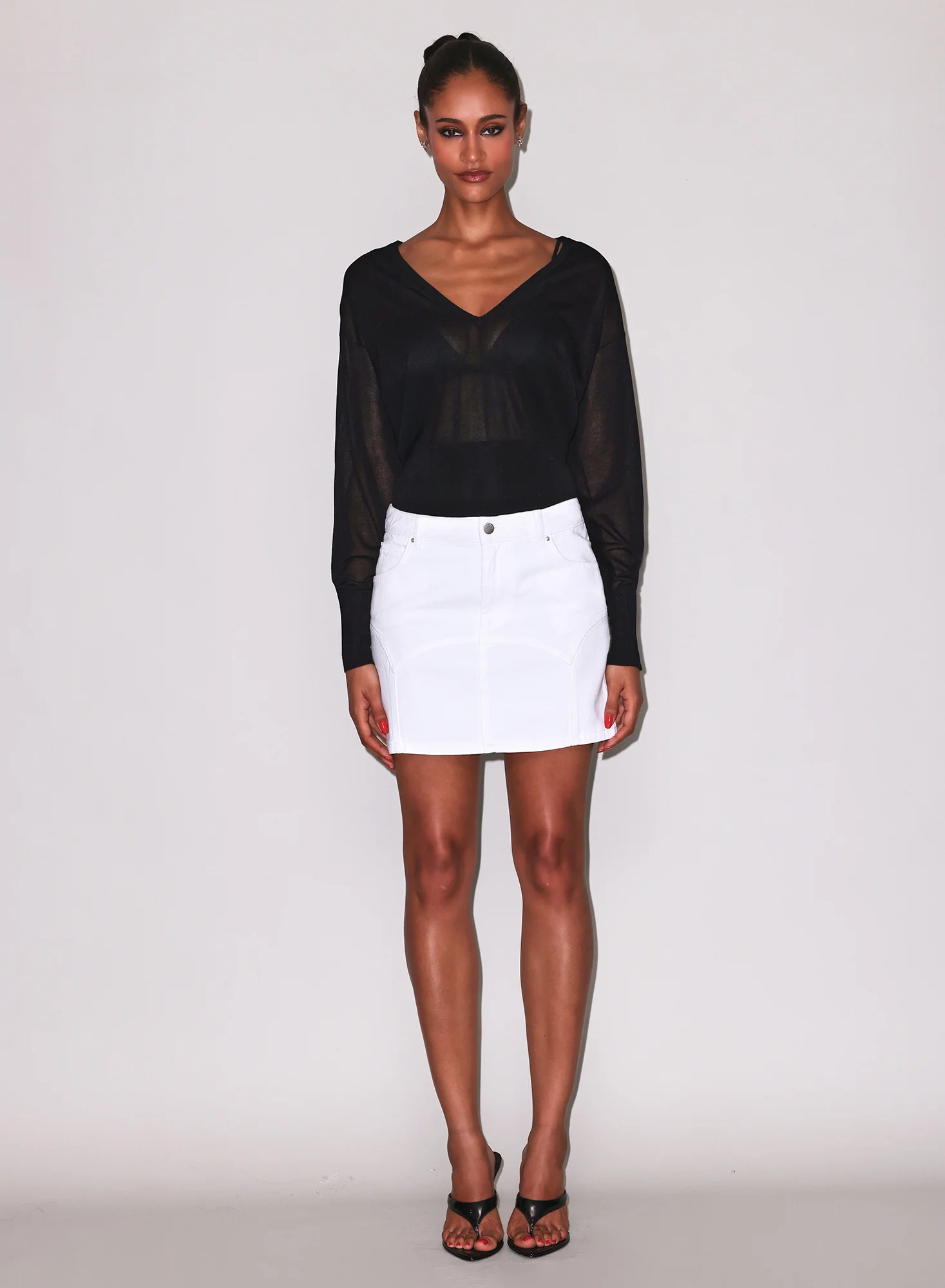 Sheer Knit V-Neck Sweater - Image 6