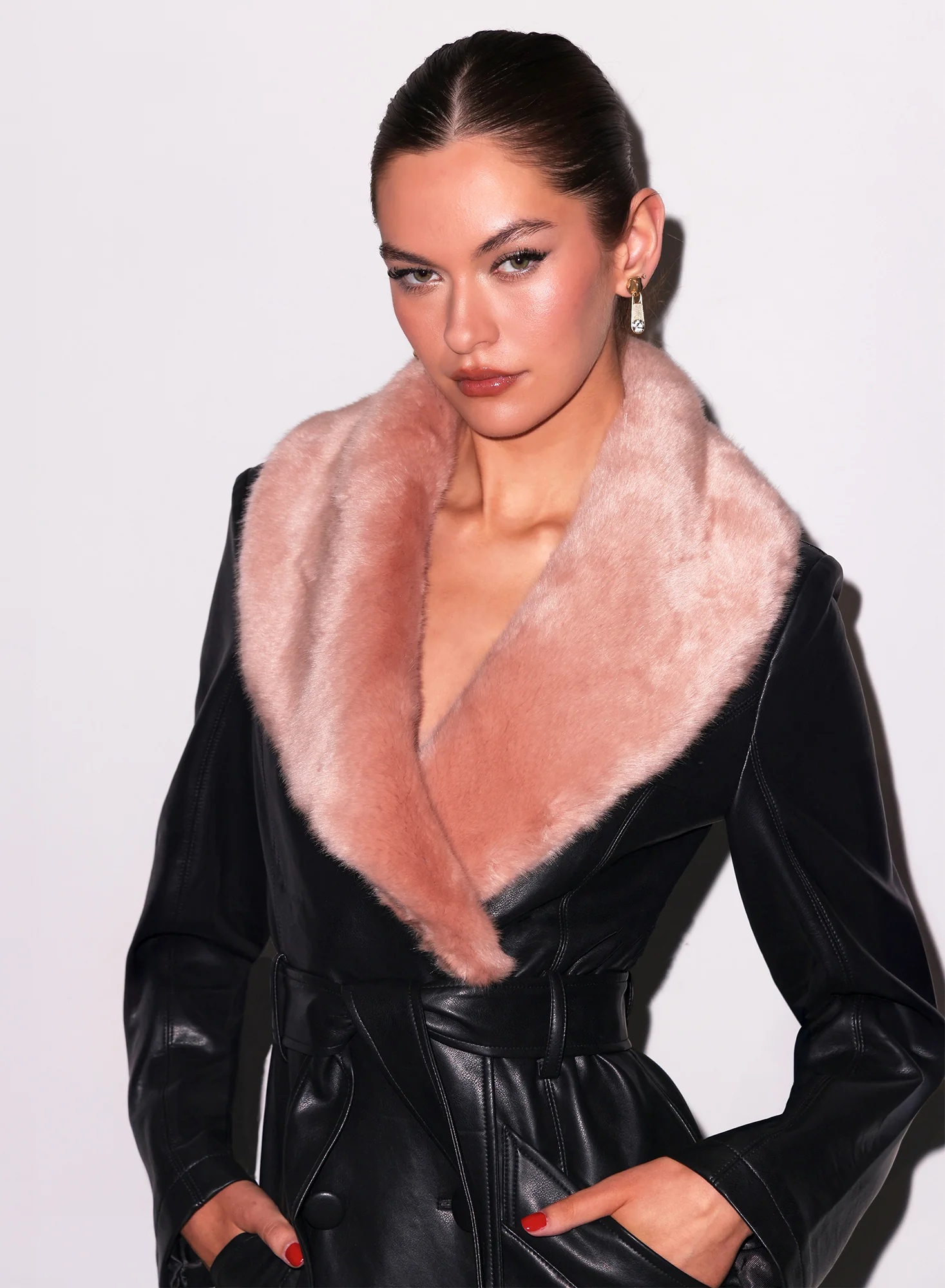 Vegan Leather & Fur Coat - Image 2